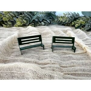 Mini Metal Christmas Village green‎ park benches 1x1 5/8"